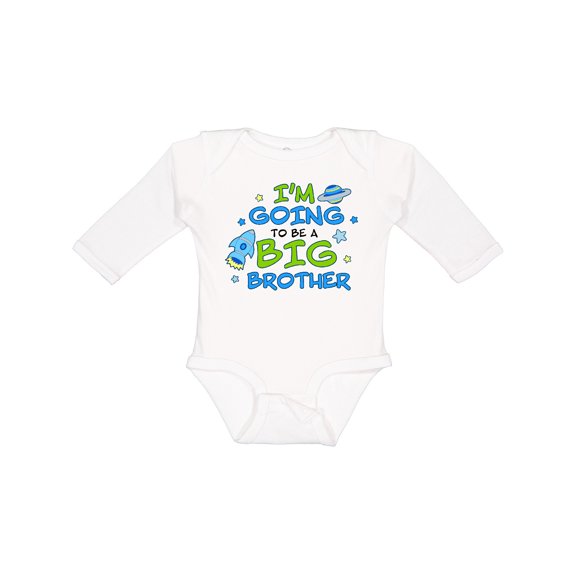 Inktastic Space Im Going To Be a Big Brother Boys Long Sleeve Baby Bodysuit