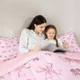 thumbnail image 4 of Feelyou Princess Cute Bow Twin Bedding Sets 7pcs, Romantic Pink Rose Bedding Comforter Set, 4 of 8