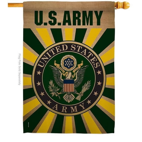 Breeze Decor  28 x 40 in. Army House Flag with Armed Forces Double-Sided Decorative Vertical Flags Decoration Banner Garden Yard Gift