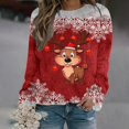 thumbnail image 2 of EHQJNJ Sweatshirts à Enfiler pour Femmes Sans Capuche Imprimé Renne de Noël Col Rond Sweatshirt Confortable pour Femmes 7 Sweatshirts Graphiques Café Col Rond de Noël, 2 of 4