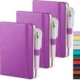 thumbnail image 1 of HSHDLDF (3 Pack) Carnet de Poche, Petit Mini Bloc-Notes avec Stylos pour le Travail, Carnet Rigide A6 3,7 Pouces x 5,7 Pouces Ligné Universitaire avec Papier Premium 100Gsm, Violet Nacré, 1 of 6