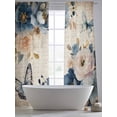 thumbnail image 5 of Vintage Blue Floral Sheer Curtains 108 Inch Length 2 Panels Set Window Treatments, Butterflies Watercolor Flower Tan Rod Pocket Semi Curtains for Living Room/Bedroom/Kitchen Décor, 104"W x 108"L, 5 of 7