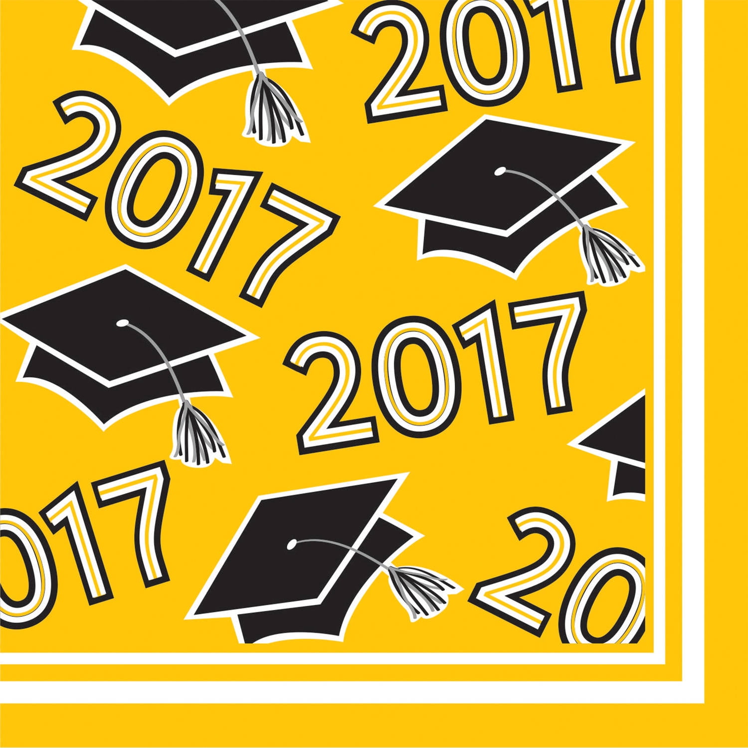 Class of 2017 Yellow Beverage Napkins, 36pk by CREATIVE CONVERTING