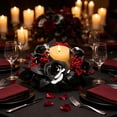 thumbnail image 5 of Clearance Halloween Candle Rings Wreaths Center Gothic Black Artificial Rose Candle Holder Ring with Berry Accents, Dark Autumn Wreath for Fireplace Mantel Entryway Wall Window Home Tabletop Ornament, 5 of 7