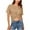 Khaki, variant on Women's Summer Causal Short Sleeve Blouse Round Neck Crop Tops Twist Front Tee T-Shirt