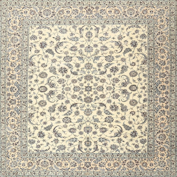 Ahgly Company Machine Washable Indoor Square Traditional Vanilla Gold Area Rugs, 8' Square