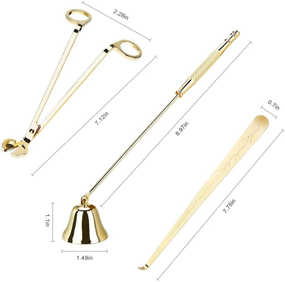 Candle Wick Trimmer Candle Snuffer Candle Wick Cutter Candle Wick Dipper Gold for Candle Lovers Gogmooi Candle Accessory Set 3 in 1 with with Tray and Felt Bag