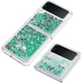 thumbnail image 4 of Glitter Liquid Case for Samsung Galaxy Z Flip 3 for Girls Women, Bling Quicksand Clear Soft TPU Cover Shiny Sparkle Luxury Floating Protective Case for Samsung Galaxy Z Flip3 RLS Green, 4 of 12
