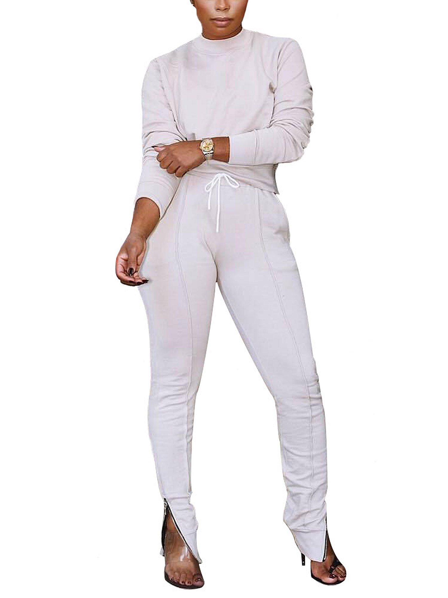 white two piece sweatsuit