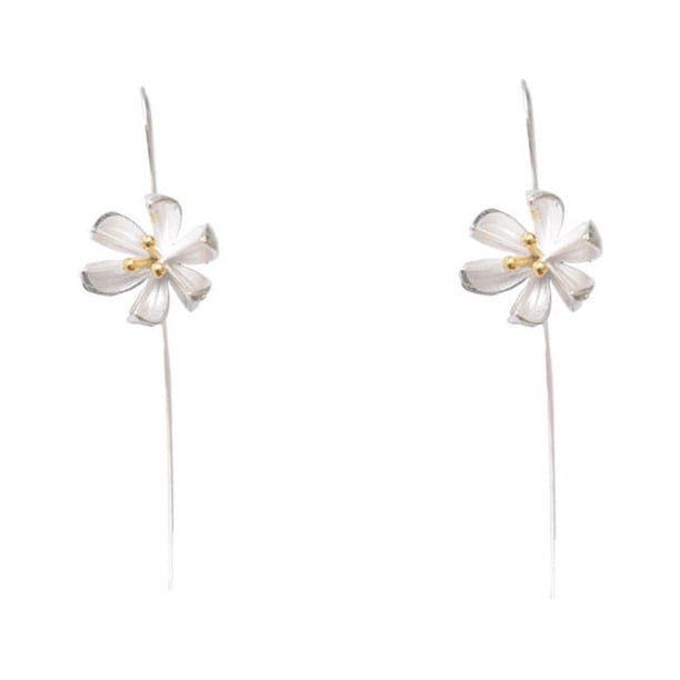 Lotus Fun ?Regalo?para?Navidad? Pendientes colgantes de plata de ley S925, elegantes pendientes colgantes con flor de orquídea para mujeres y niñas, regalo de joyería único hecho a mano