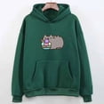 thumbnail image 1 of Sweat à Capuche Unisexe Imprimé Chat Crème Glacée, Mode Urbaine Décontracté Assorti pour Couple, 1 of 10