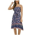 thumbnail image 2 of FcBaudy Robes pour Femmes, Robes d'Été pour Femmes Mode d'Été Tube Top Bretelles Imprimé Ceinture Robe Femmes, 2 of 6