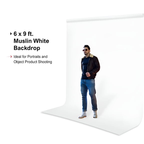 ACDANC 6 x 9 Ft. White Photo Backdrop with Holders for Photography Background