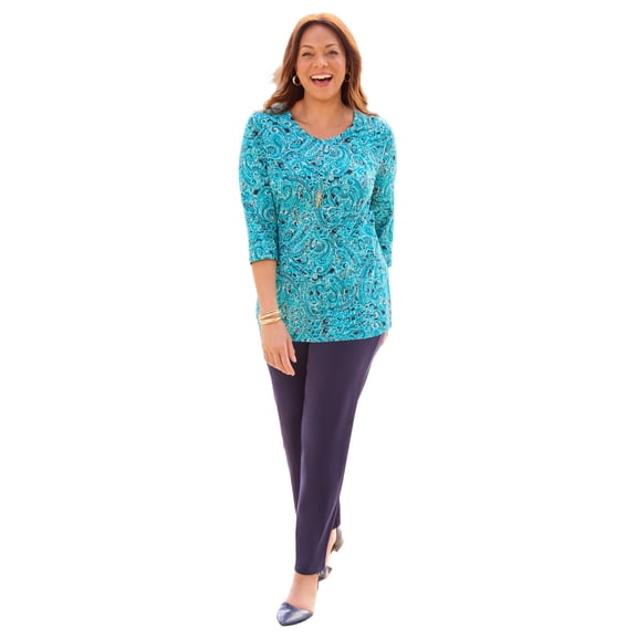 Catherines Women's Plus Size Suprema 3/4 Sleeve V-Neck Tee