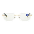 thumbnail image 2 of 2 Pairs of Men Anti-Blue Reading Glasses 1.00 Rimless Gold Presbyopia Glasses Business Metal Readers +1.00, 2 of 7