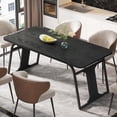 thumbnail image 2 of Finmind Modern Dining Table for 4-6, 63-Inch Black Kitchen Table with Metal Legs, 2 of 7