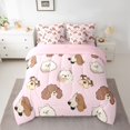 thumbnail image 2 of Homewish Cartoon Puppy Dog 7pcs Bedding Comforter Set,Kawaii Dog Paw Queen Bedding Sets,Pink Brown Queen Sheet Sets For Girl Kids,Breathable Home Decor Reversible, 2 of 8