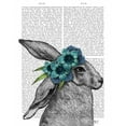 thumbnail image 2 of Fab Funky 26x32 White Modern Wood Framed Museum Art Print Titled - Rabbit, Blue Flower Headdress, 2 of 4