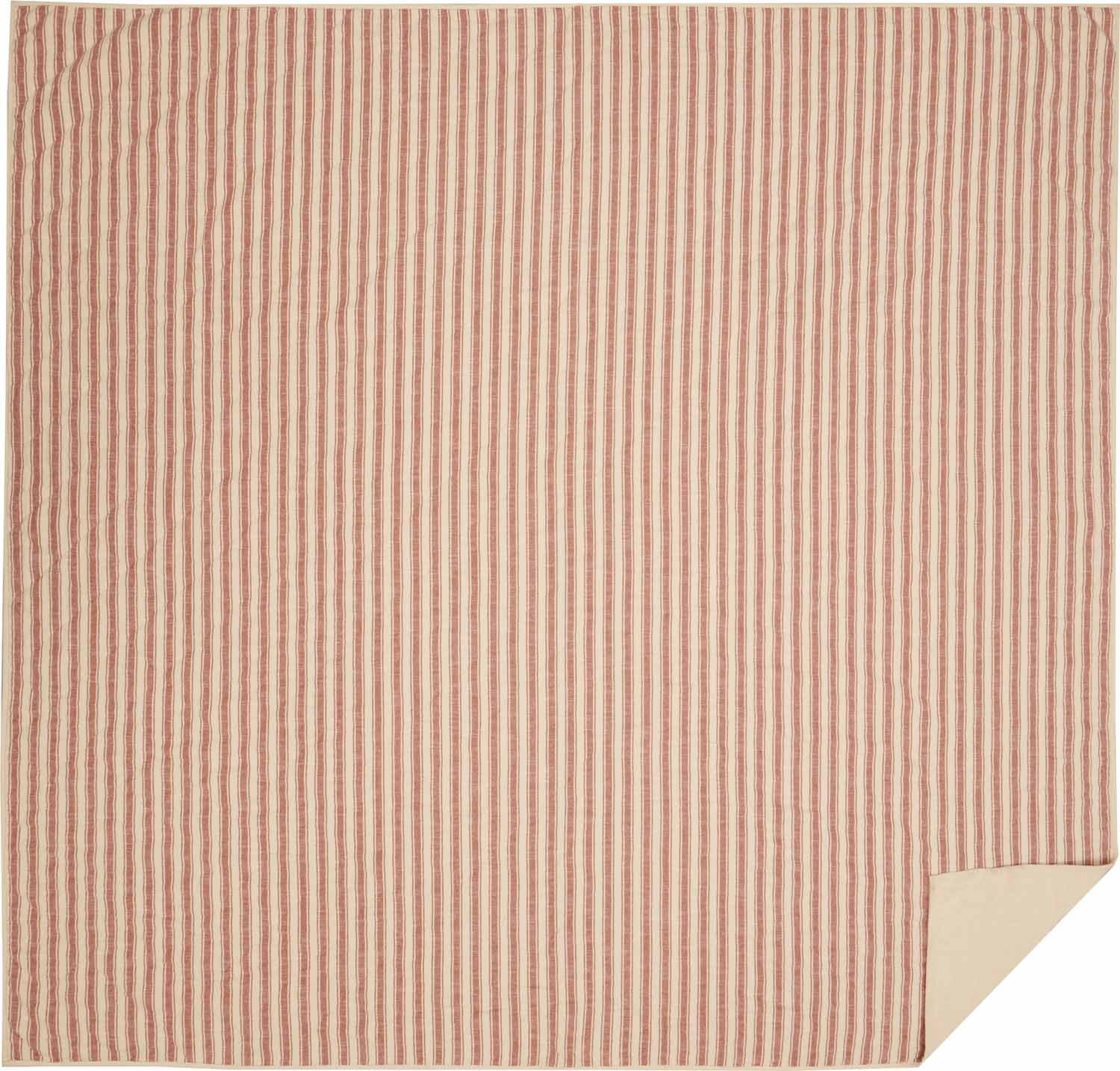 Piper Classics Market Place Red Ticking Stripe Standard King Quilt, Cotton