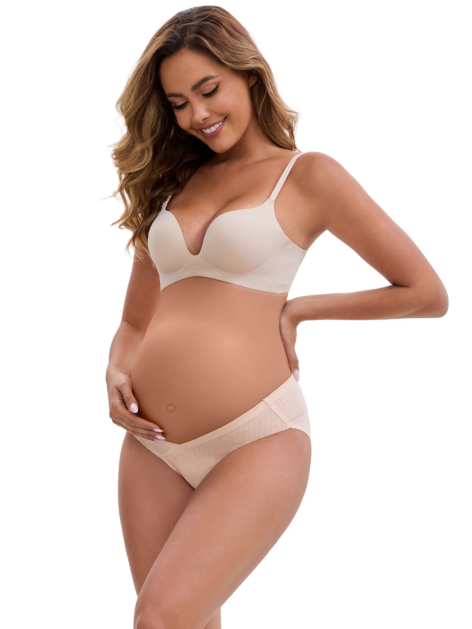DARING DIVA Hi-Cut Maternity Underwear Under the Bump Briefs M 1 Pink 1 Beige 1 Apricot