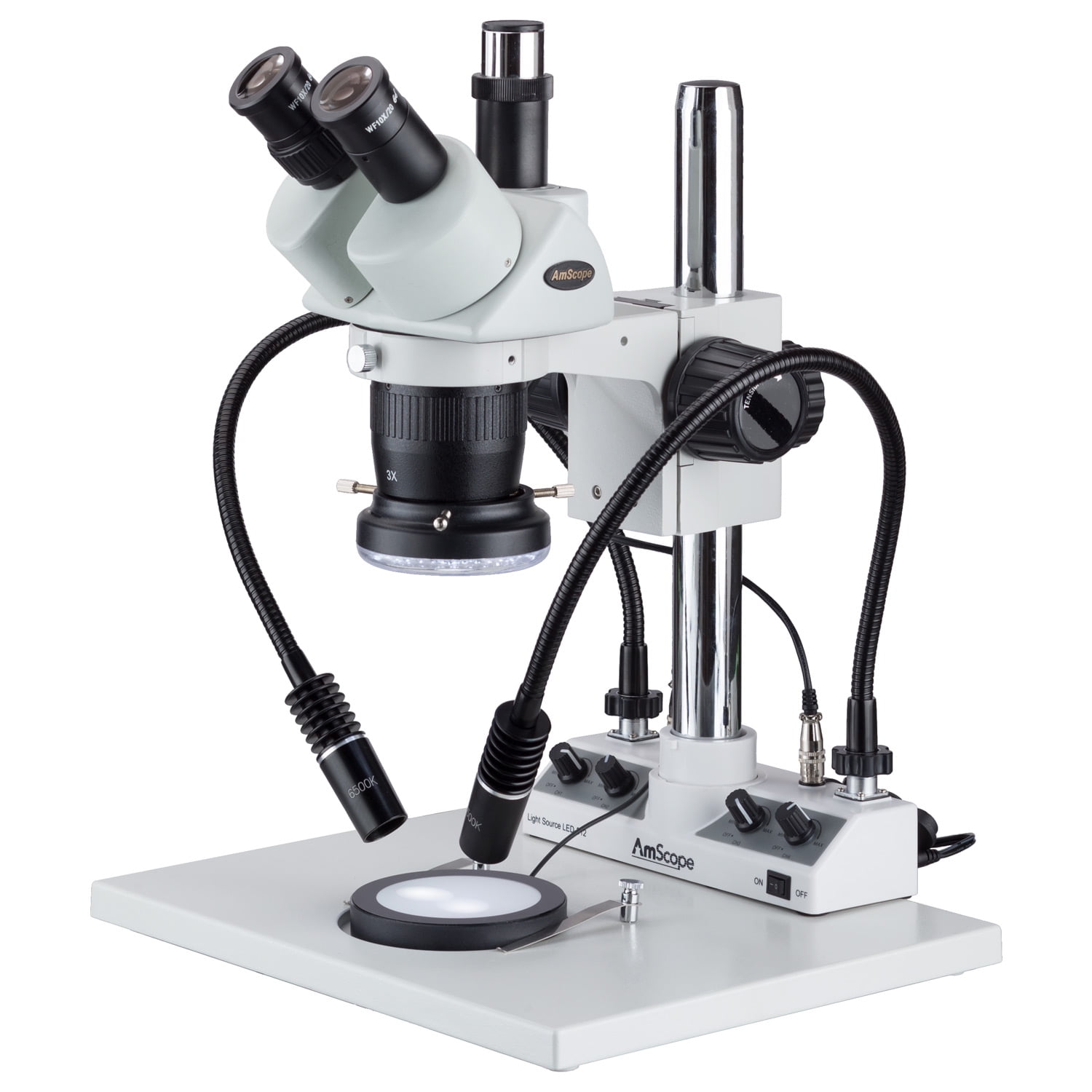 AmScope 10x30x Super Widefield Stereo Trinocular Microscope with LED