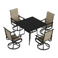 thumbnail image 5 of ELPOSUN 37" Square Outdoor Patio Dining Table with Umbrella Hole for 4-Person, All-Weather Metal Furniture, Black, 5 of 5
