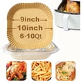 thumbnail image 1 of Air Fryer Disposable Paper Liners 9 inch Square, for 6QT-10QT Air Fryer Microwave Oven Frying Pan,100PCS Non-Stick Large Disposable Parchment Paper Liners, 1 of 7