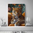 thumbnail image 2 of Mudket Luxury Leopard on Gold Couch Canvas Wall Art, Leopard Print Room Decor Framed Ready to Hang for Living Room Office - 12"L x 8"W, 2 of 10