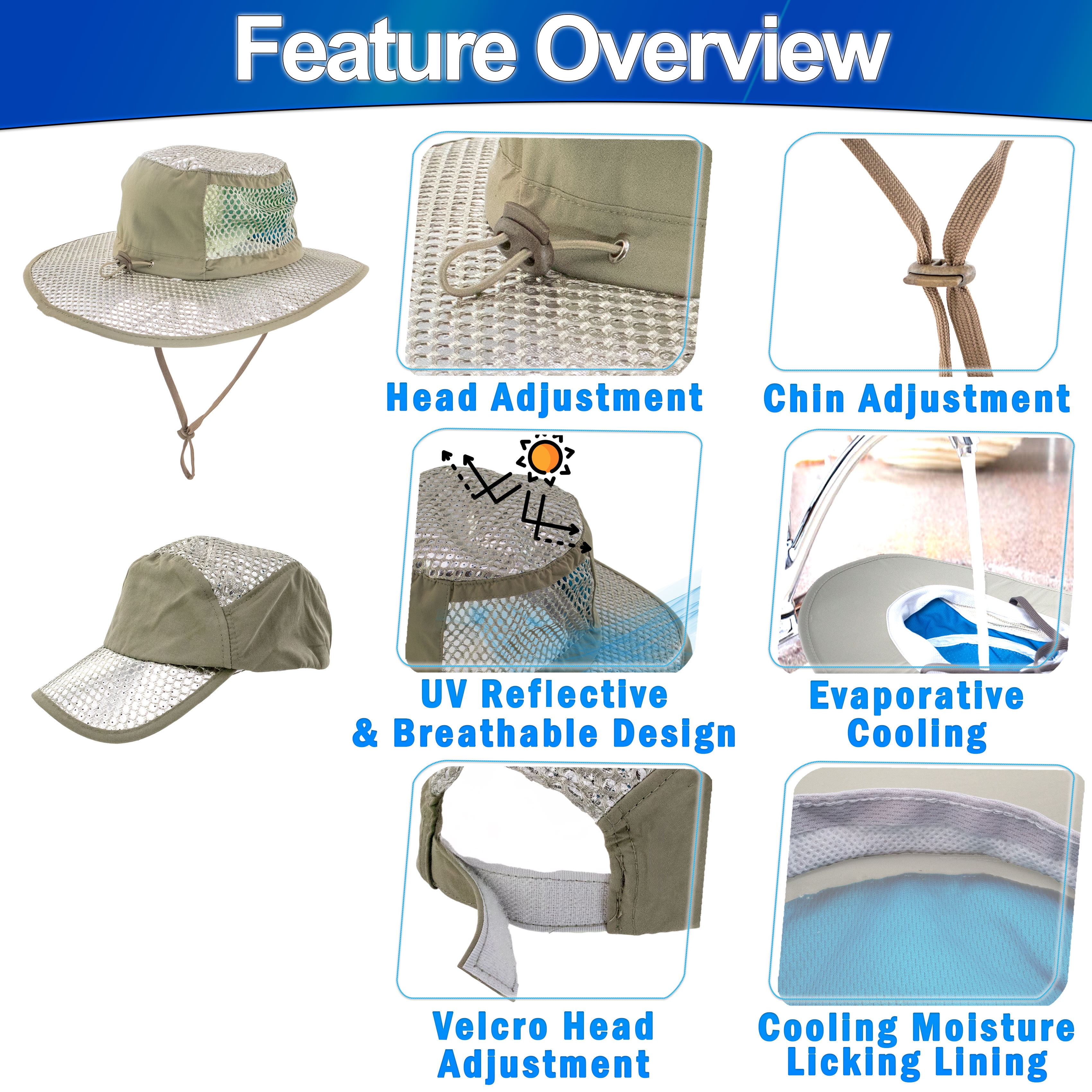 Polar Cooling Sun Brimmed Hat w/ Hydro Evaporative & UV