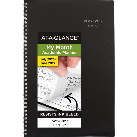 AT-A-GLANCE DayMinder Academic 2026-2027 Monthly Planner Black Large 8 x 12 -