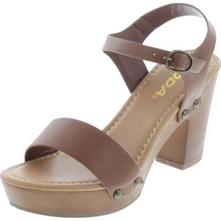 

Soda Women s Bold Buckles Studded Wedge Sandal