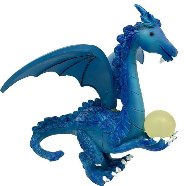 Statue de Dragon Vert avec Perles Solaires, Ornements en Résine pour Décoration de Jardin (Rouge)