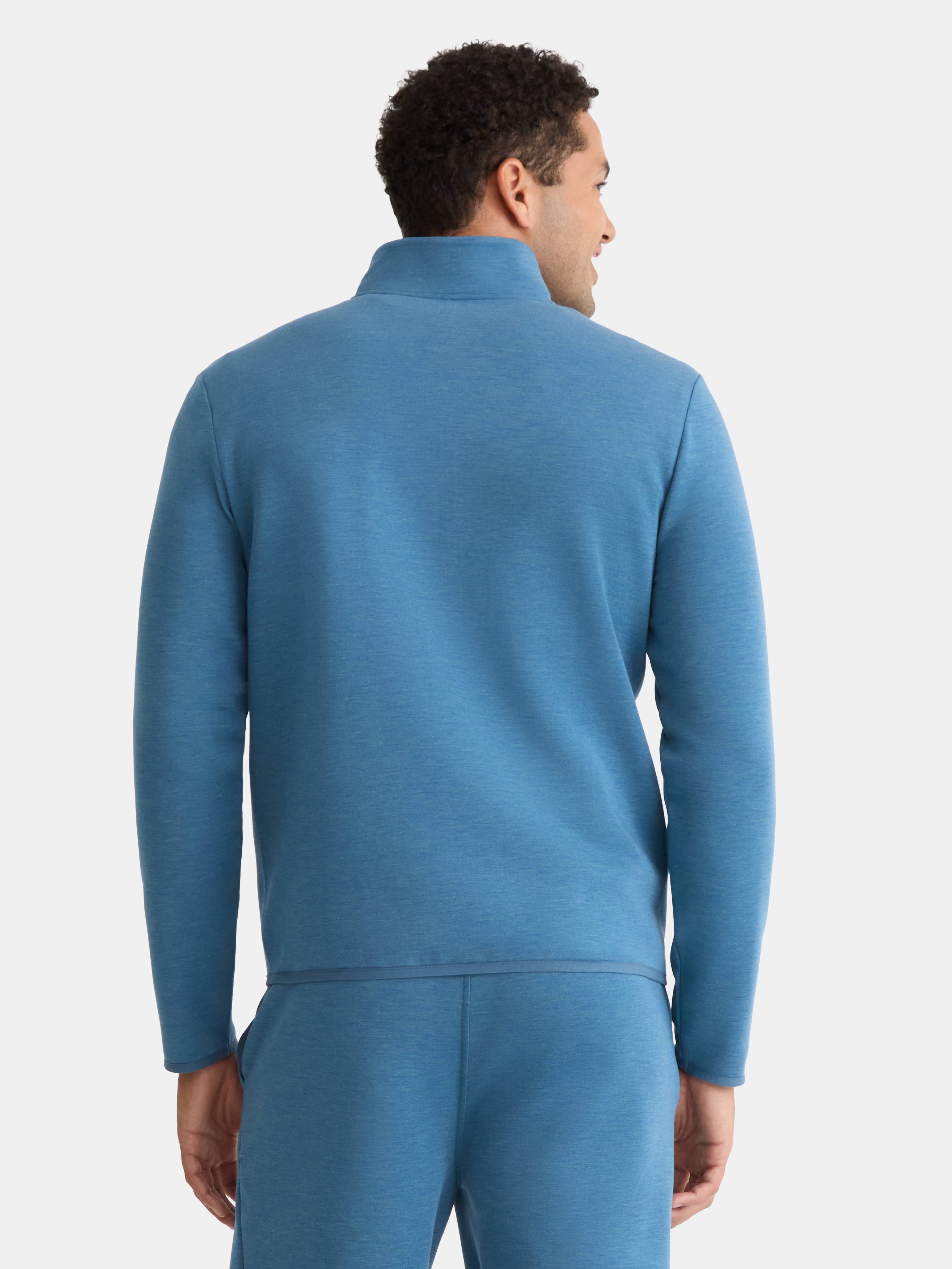Athletic Works Men's and Big Men's Fusion Double Knit Quarter Zip Sweatshirt Jacket, Sizes S-3XL