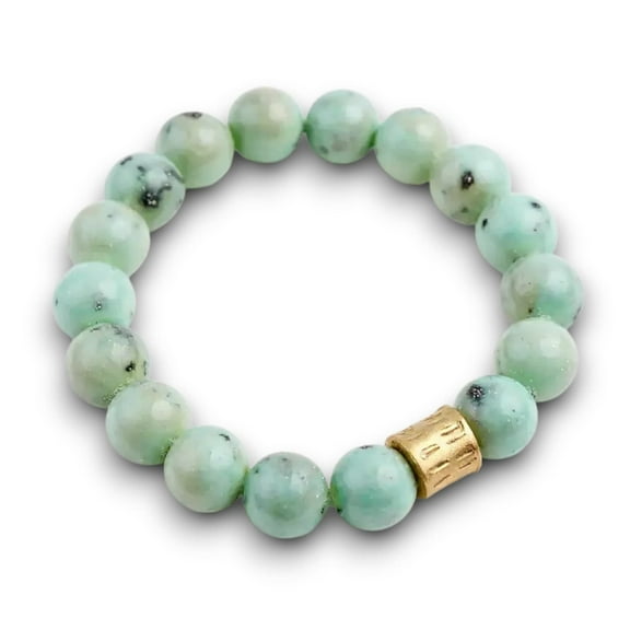Kiwi Jasper Genuine Semi Precious Beaded Stretch Bracelet 12mm Natural Gemstone Jewelry