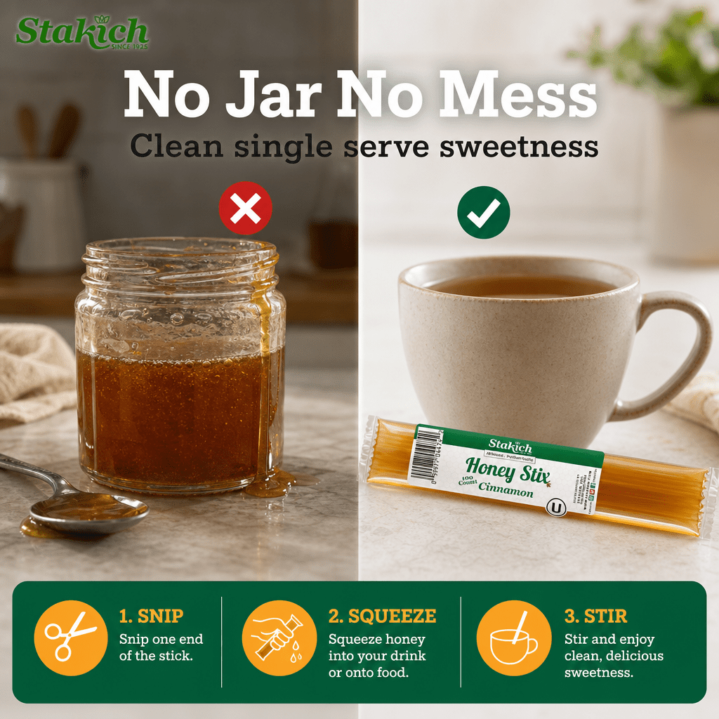 Stakich Cinnamon Grade A Honey Stix - 5 Packs of 100