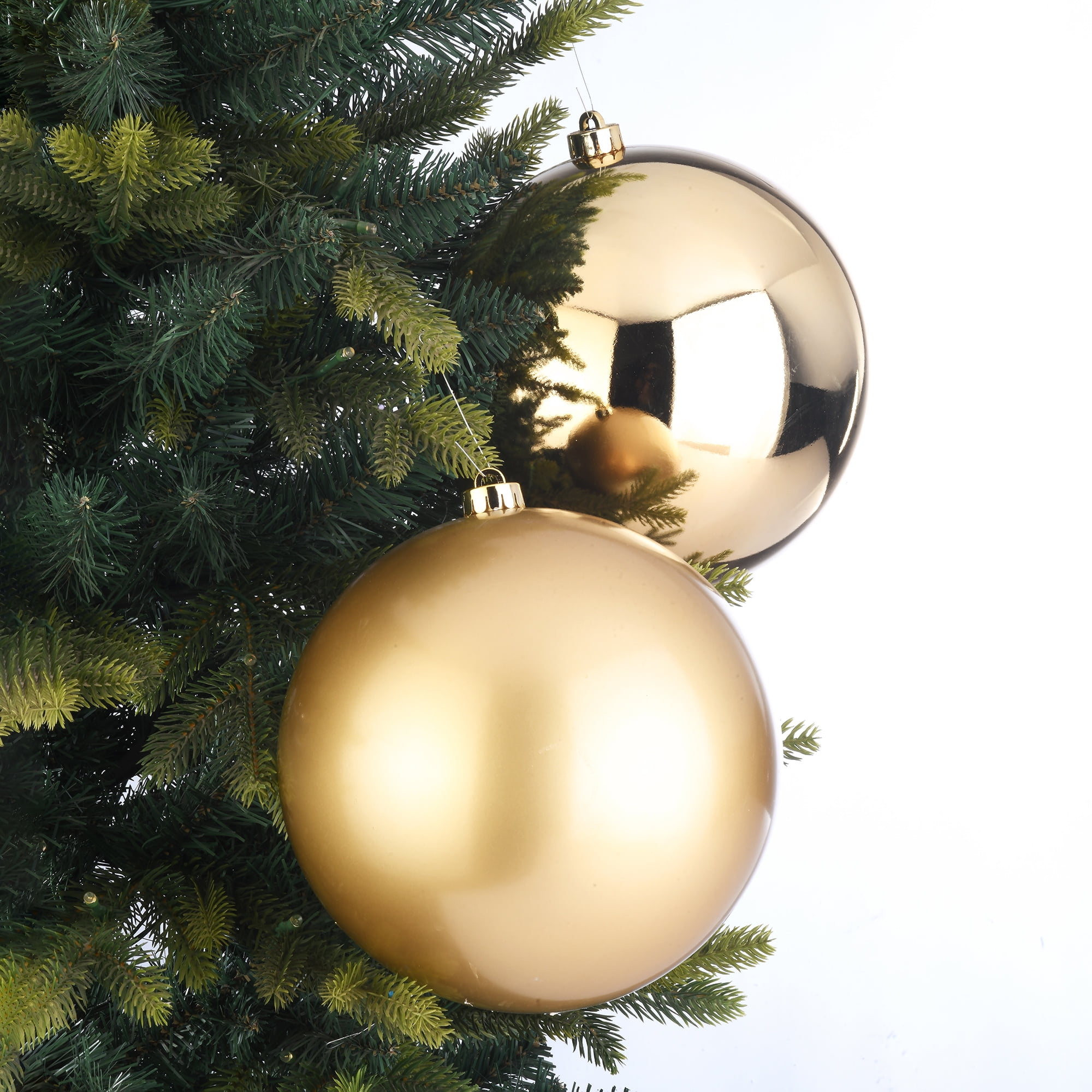 2-Count Gold Jumbo Shatterproof Christmas Ornaments, 7.8 in, by Holiday Time