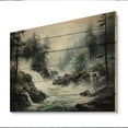 thumbnail image 2 of Designart "Cascading Waters in the Storm II" Landscapes Print on Natural Pine Wood, 2 of 5