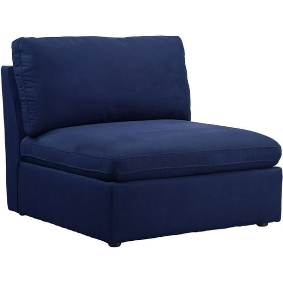 Bowery Hill Contemporary Modular Armless Chair in Blue Fabric