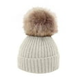 thumbnail image 3 of Winter Beanie Hat for Unisex Boys Girls Kids Knitted Fleece Lined Faux Fur Pom Pom Hats Warm Thick Knit Beanie Cap Aged 1-6 under $10, 3 of 3