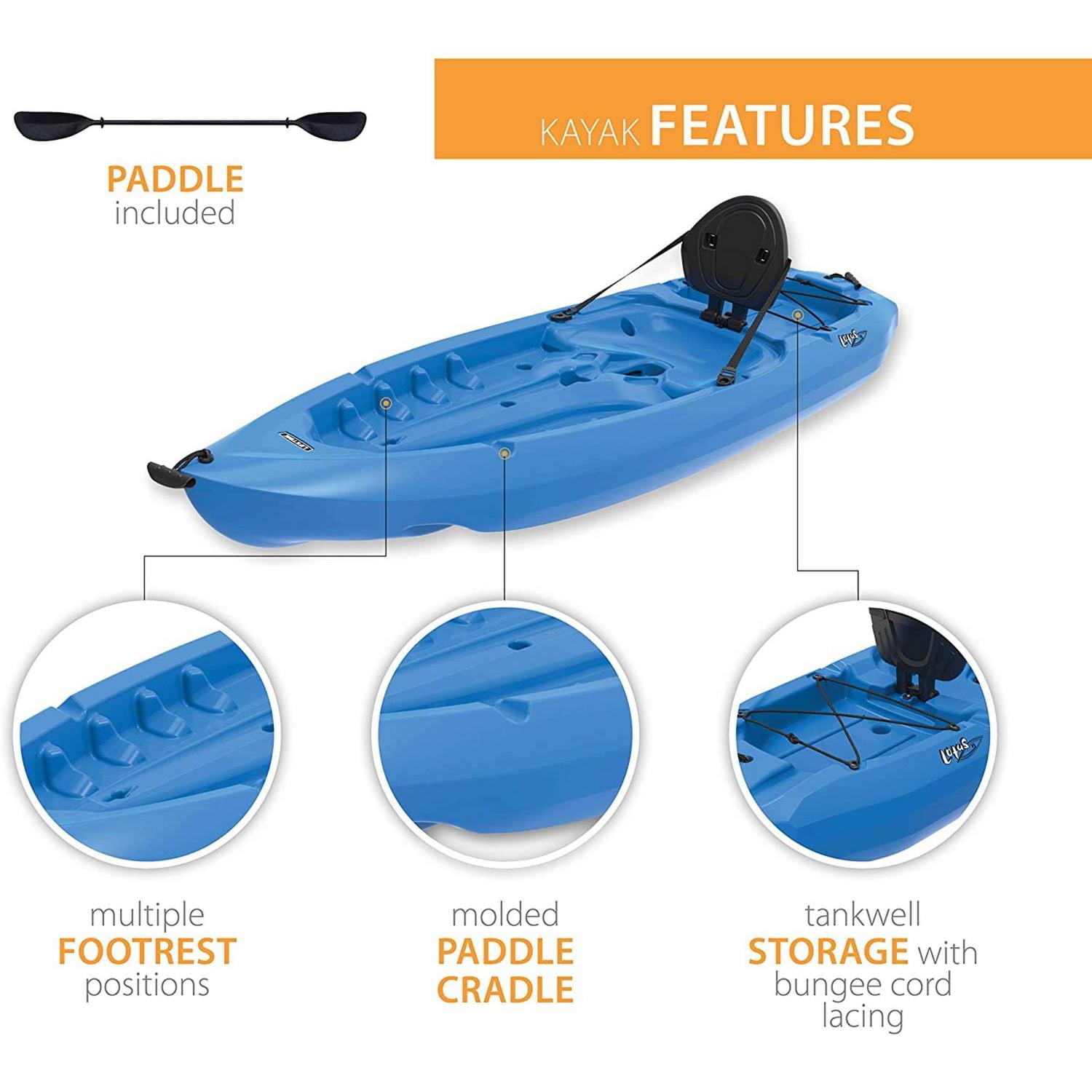 LIFETIME Lotus 96" Sit-On Kayak with Paddle, Blue