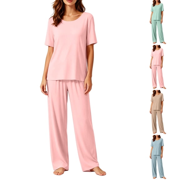 Naittoop Soft Pajama Set for Women Short Sleeve from Sleepwear Lightweight Loose Pajamas Pjs Sets