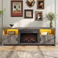 thumbnail image 2 of Bestier 71 inch Electric Fireplace TV Stand for TVs up to 75", Modern Entertainment Center with LED Lights, Wash Grey, 2 of 8