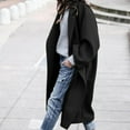 thumbnail image 2 of Casual Long Jacket With Pockets Solid Color Single Breasted Lapel Woolen Coat For Women Warm Winter Clothing, 2 of 9