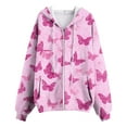 thumbnail image 7 of zaveiop Zip up Hoodie Women Butterfly Graphic Hoodies Long Sleeve Oversized Y2K Sweatshirts Cute jackets Plus Size for Girls (Pink, XXL), 7 of 7