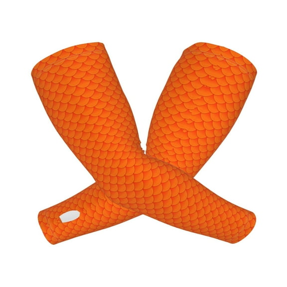 Kdxio Orange Scales Print UV Sun Protection Arm Sleeves - Tattoo Cover Up - Basketball Arm Sleeve UPF 50 Cooling for Men Women