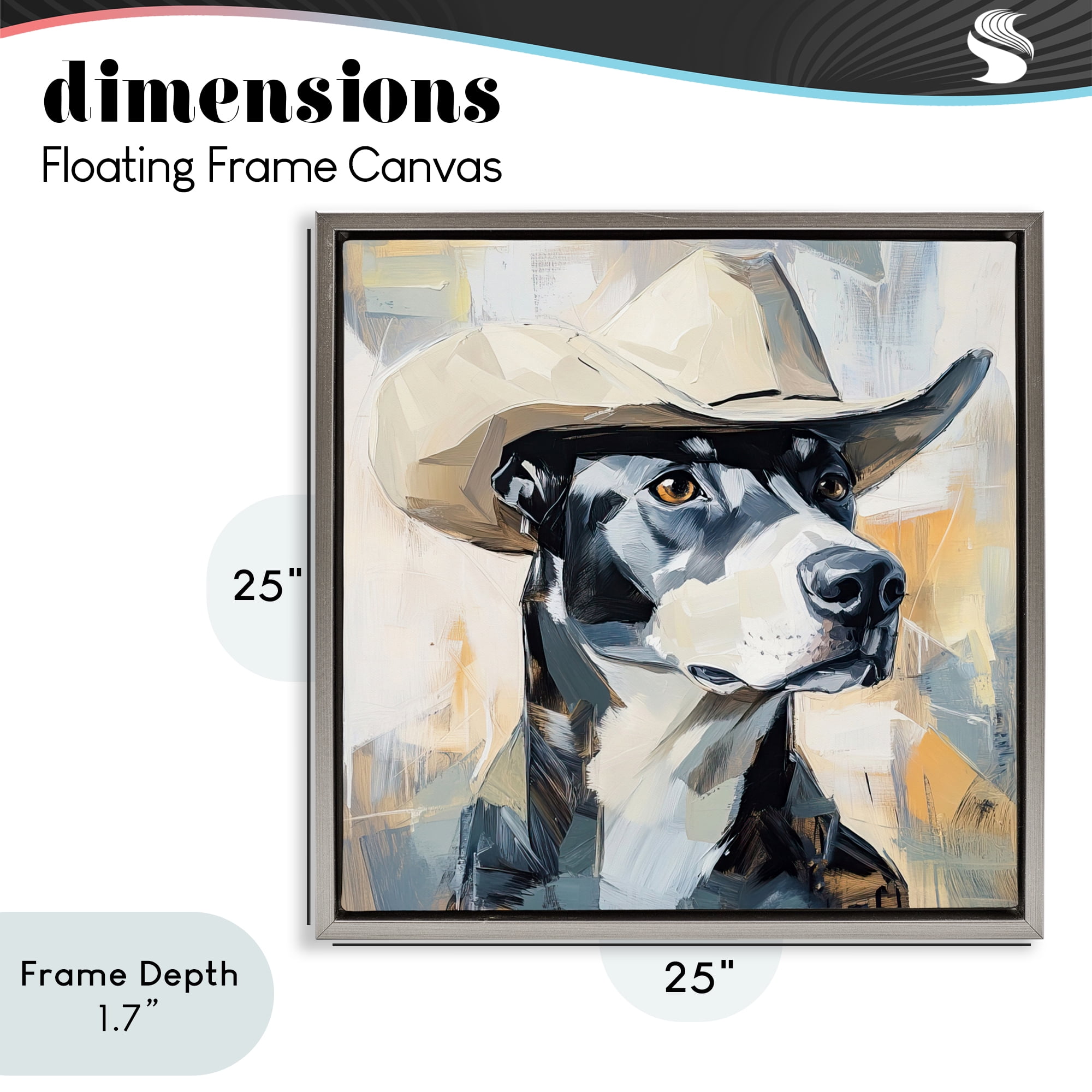 Stupell Industries Deputy Dog Cowboy Hat Gray Framed Floater Canvas Wall Art, design by Tina LeCour