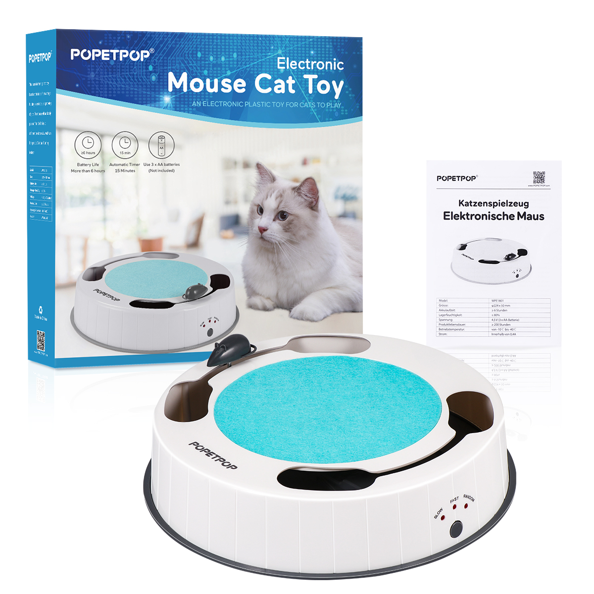 Electronic Mouse Cat Toy Interactive Pet Kitten Teaser Hide and Seek