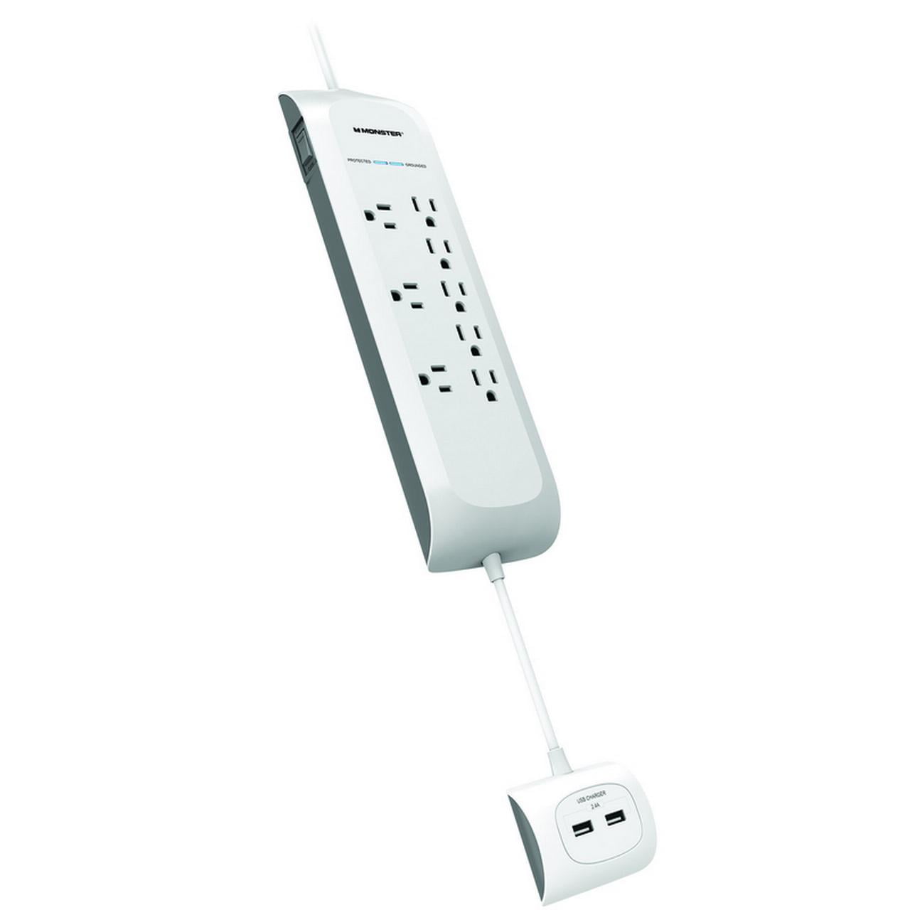 Monster 3001107 Just Power It Up 4 ft. 8 outlets Power Strip with Surge Protection, White