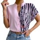 thumbnail image 1 of Blusa suelta con estampado floral en color rosa puro y manga corta para mujer, 1 of 7