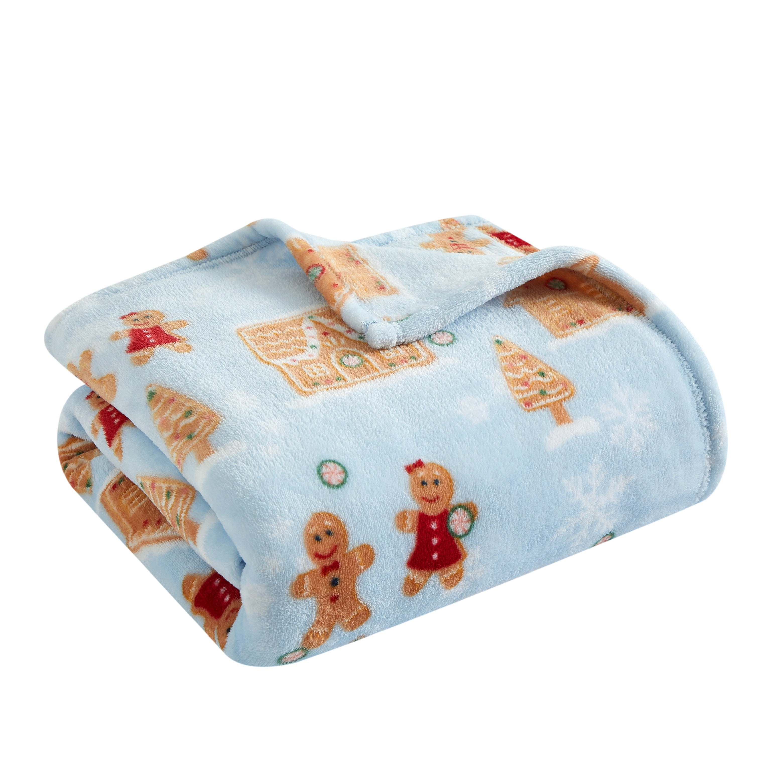 Holiday Time Cozy Christmas Plush Gingerbread Houser Overized Throw Blanket, 50"x70"